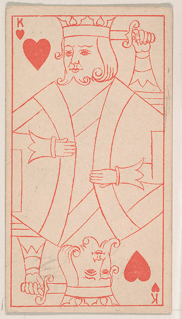 King of Hearts, from the Transparent Playing Cards series (N220) issued by Kinney Bros.
