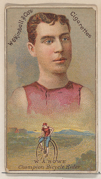 W.A. Rowe, Champion Bicycle Rider, from the Champions of Games and Sports series (N184, Type 1) issued by W.S. Kimball & Co.