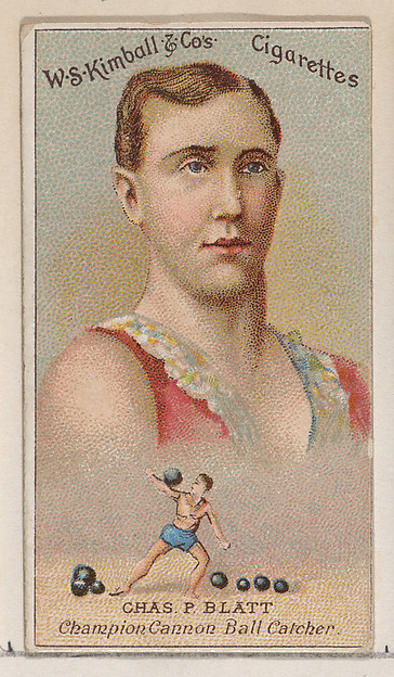 Charles P. Blatt, Champion Cannonball Catcher, from the Champions of Games and Sports series (N184, Type 1) issued by W.S. Kimball & Co.