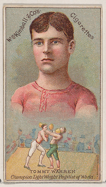 Tommy Warren, Champion Light Weight Pugilist of the World, from the Champions of Games and Sports series (N184, Type 1) issued by W.S. Kimball & Co.