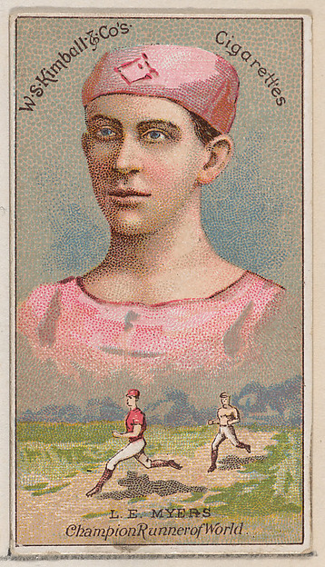 L.E. Myers, Champon Runner of the World, from the Champions of Games and Sports series (N184, Type 1) issued by W.S. Kimball & Co.