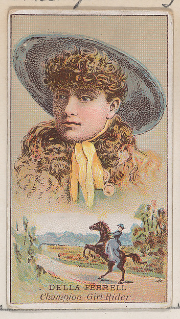 Della Ferrell, Champion Girl Rider, from the Champions of Games and Sports series (N184, Type 2) issued by W.S. Kimball & Co.