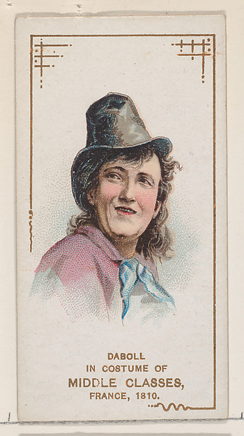 Daboll in costume of middle classes, France, 1810, from the set Actors and Actresses, First Series (N70) for Duke brand cigarettes