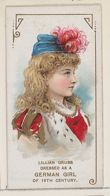 Lillian Grubb Dressed as a German Girl of the 16th Century, from the set Actors and Actresses, First Series (N70) for Duke brand cigarettes
