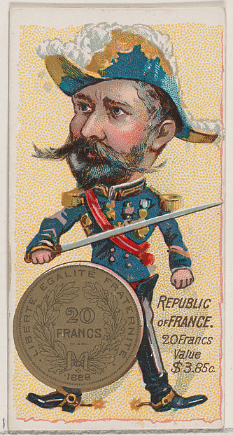 Republic of France, 20 Francs, from the series Coins of All Nations (N72, variation 2) for Duke brand cigarettes
