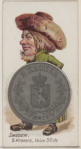 Sweden, 2 Kronors, from the series Coins of All Nations (N72, variation 1) for Duke brand cigarettes