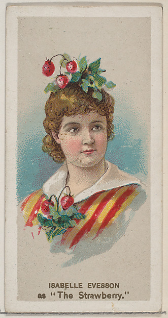 Isabelle Evesson as "The Strawberry," from the series Fancy Dress Ball Costumes (N73) for Duke brand cigarettes