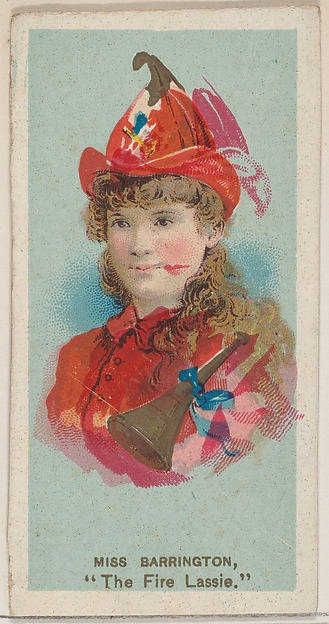 Miss Barrington as "The Fire Lassie," from the series Fancy Dress Ball Costumes (N73) for Duke brand cigarettes
