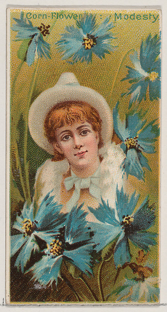 Cornflower: Modesty, from the series Floral Beauties and Language of Flowers (N75) for Duke brand cigarettes