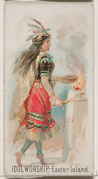 Idol Worship, Easter Island, from the Holidays series (N80) for Duke brand cigarettes