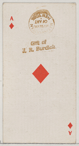 Ace of Diamonds (red), from the Playing Cards series (N84) for Duke brand cigarettes by W. Duke, Sons & Co., The Metropolitan Museum of Art