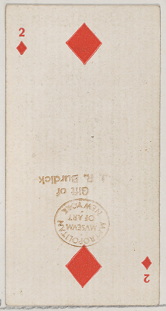 Two Diamonds (red), from the Playing Cards series (N84) for Duke brand cigarettes