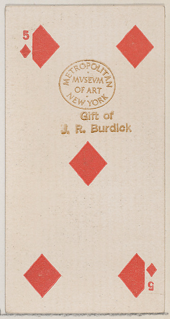 Five Diamonds (red), from the Playing Cards series (N84) for Duke brand cigarettes by W. Duke, Sons & Co., The Metropolitan Museum of Art