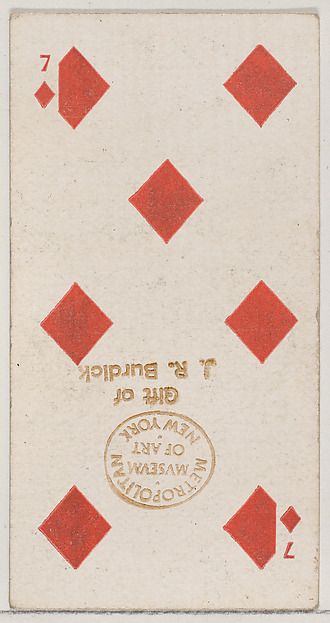 Seven Diamonds (red), from the Playing Cards series (N84) for Duke brand cigarettes