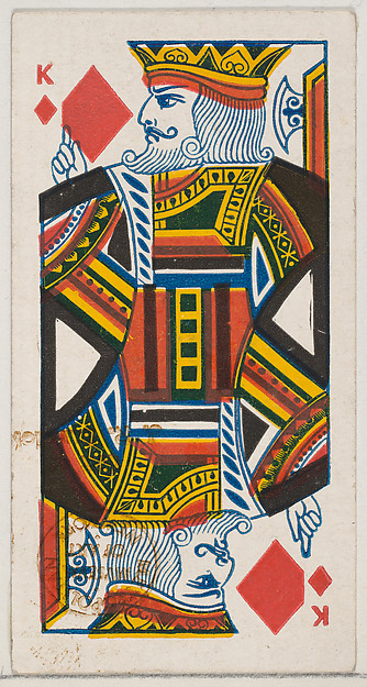 King of Diamonds (red), from the Playing Cards series (N84) for Duke brand cigarettes