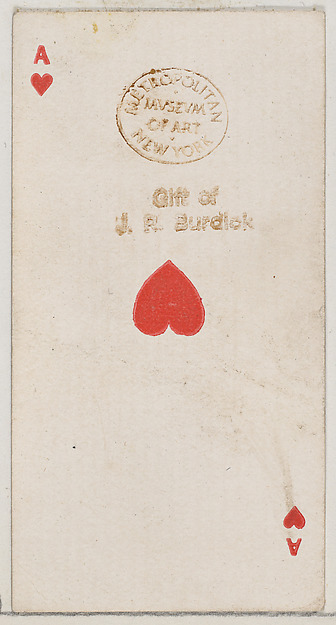 Ace of Hearts (red), from the Playing Cards series (N84) for Duke brand cigarettes