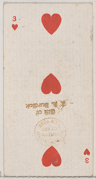 Three Hearts (red), from the Playing Cards series (N84) for Duke brand cigarettes