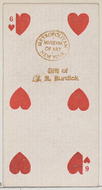 Six Hearts (red), from the Playing Cards series (N84) for Duke brand cigarettes by W. Duke, Sons & Co., The Metropolitan Museum of Art