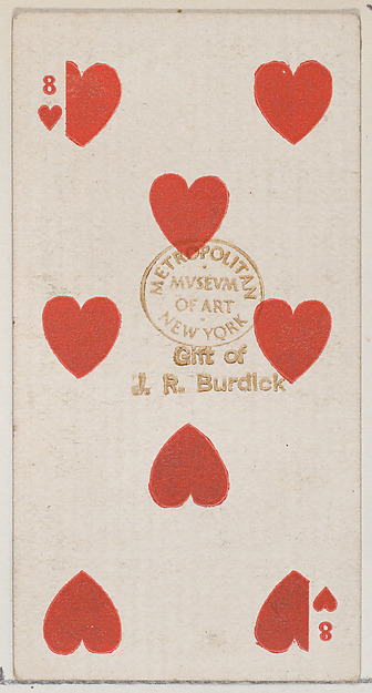 Eight Hearts (red), from the Playing Cards series (N84) for Duke brand cigarettes