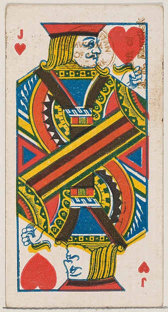 Jack of Hearts (red), from the Playing Cards series (N84) for Duke brand cigarettes