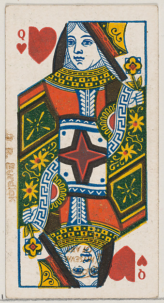 Queen of Hearts (red), from the Playing Cards series (N84) for Duke brand cigarettes