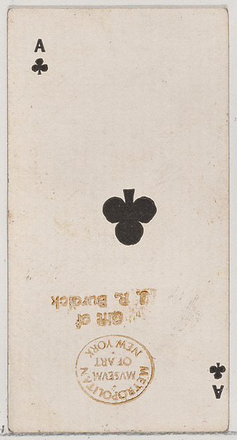 Ace of Clubs (black), from the Playing Cards series (N84) for Duke brand cigarettes