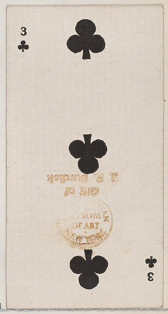 Three Clubs (black), from the Playing Cards series (N84) for Duke brand cigarettes