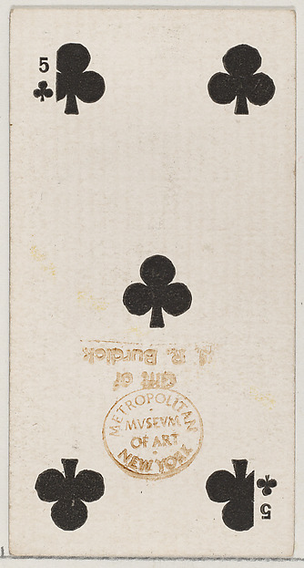 Five Clubs (black), from the Playing Cards series (N84) for Duke brand cigarettes