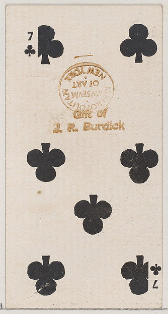 Seven Clubs (black), from the Playing Cards series (N84) for Duke brand cigarettes