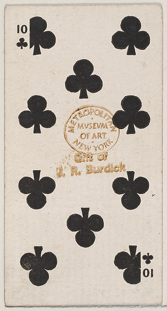 Ten Clubs (black), from the Playing Cards series (N84) for Duke brand cigarettes by W. Duke, Sons & Co., The Metropolitan Museum of Art