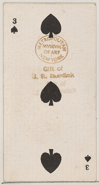 Three Spades (black), from the Playing Cards series (N84) for Duke brand cigarettes