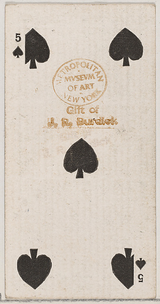Five Spades (black), from the Playing Cards series (N84) for Duke brand cigarettes