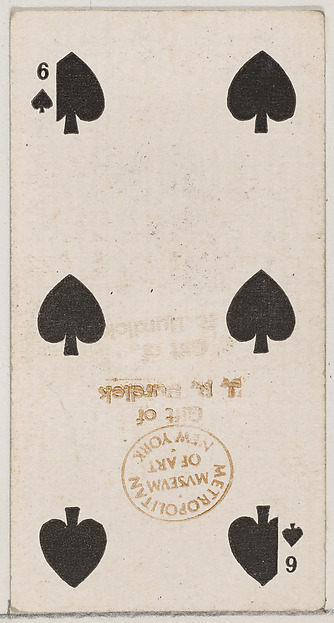 Six Spades (black), from the Playing Cards series (N84) for Duke brand cigarettes