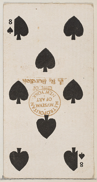 Eight Spades (black), from the Playing Cards series (N84) for Duke brand cigarettes