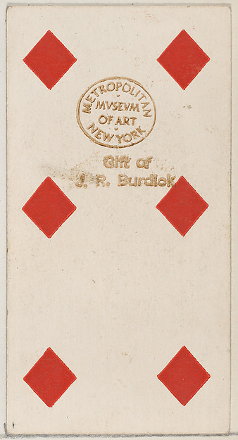 Six Diamonds, from the Playing Cards series (N84) to promote Turkish Cross-Cut Cigarettes for W. Duke, Sons and Co.