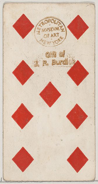 Nine Diamonds, from the Playing Cards series (N84) to promote Turkish Cross-Cut Cigarettes for W. Duke, Sons and Co. by W. Duke, Sons & Co., The Metropolitan Museum of Art