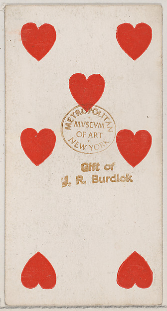 Seven Hearts, from the Playing Cards series (N84) to promote Turkish Cross-Cut Cigarettes for W. Duke, Sons and Co.