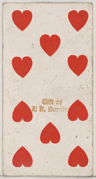 Ten Hearts, from the Playing Cards series (N84) to promote Turkish Cross-Cut Cigarettes for W. Duke, Sons and Co.