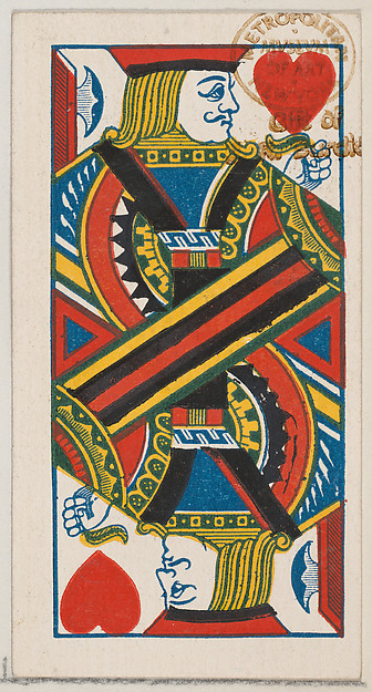Jack of Hearts, from the Playing Cards series (N84) to promote Turkish Cross-Cut Cigarettes for W. Duke, Sons and Co.
