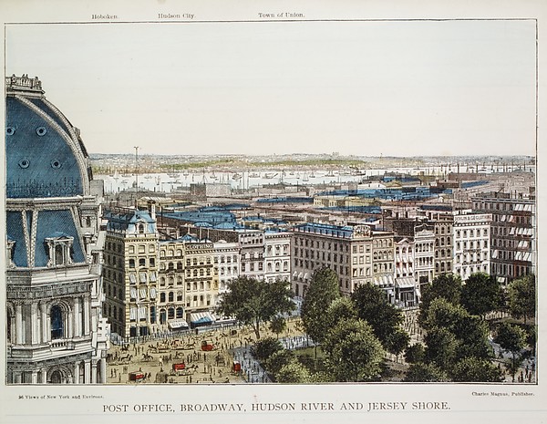 Post Office, Broadway, Hudson River and Jersey Shore