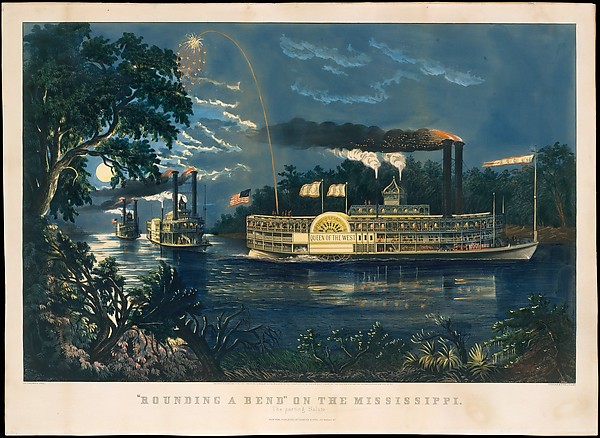 Frances Flora Bond Palmer, "Rounding a Bend" on the Mississippi – The Parting Salute