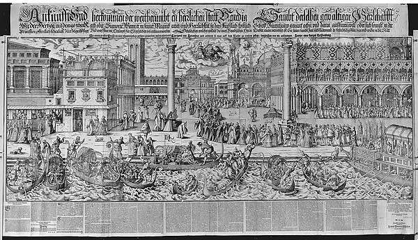 Procession of the Doge to the Bucintoro on Ascension Day, with a View of Venice, ca. 1565