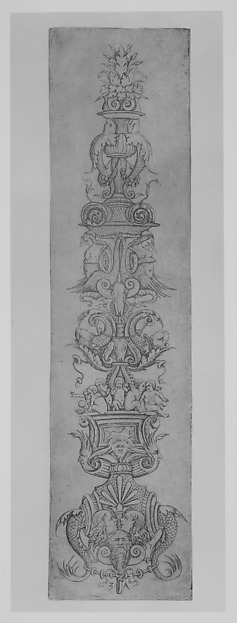 Candelabra grotesque with six cupids seated on a pedestal and two nereids by Giovanni Antonio da Brescia, The Metropolitan Museum of Art