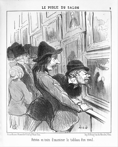 Artists Examining the Work of a Rival (Artistes en train d'examiner le tableau d'un rival), from Le Public du Salon, published in "Le Charivari" by Honoré Daumier, The Metropolitan Museum of Art