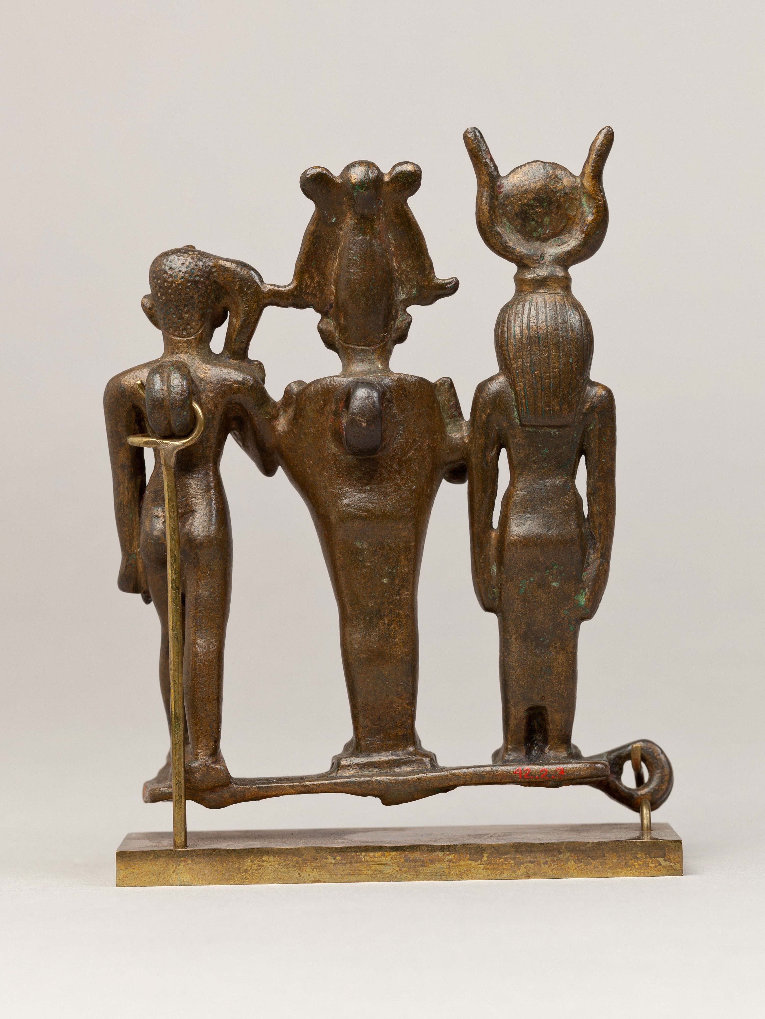Egyptian 22nd Dynasty Triad of Osiris Family Gods Horus Osiris Isis Statue 