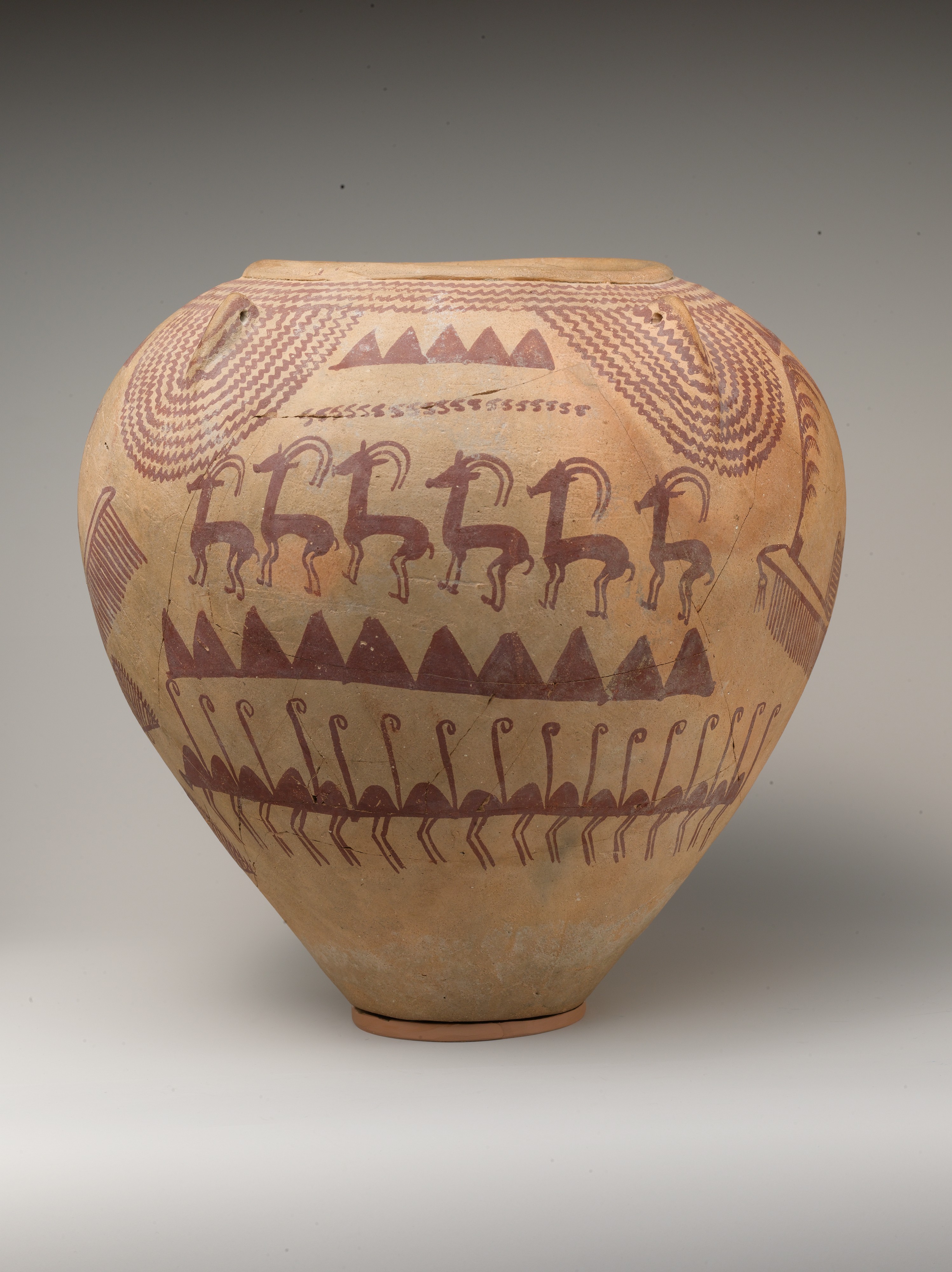 Ware Jar Depicting Ungulates and Boats with Human Figures | Predynastic, Late Naqada II | Metropolitan Museum Art