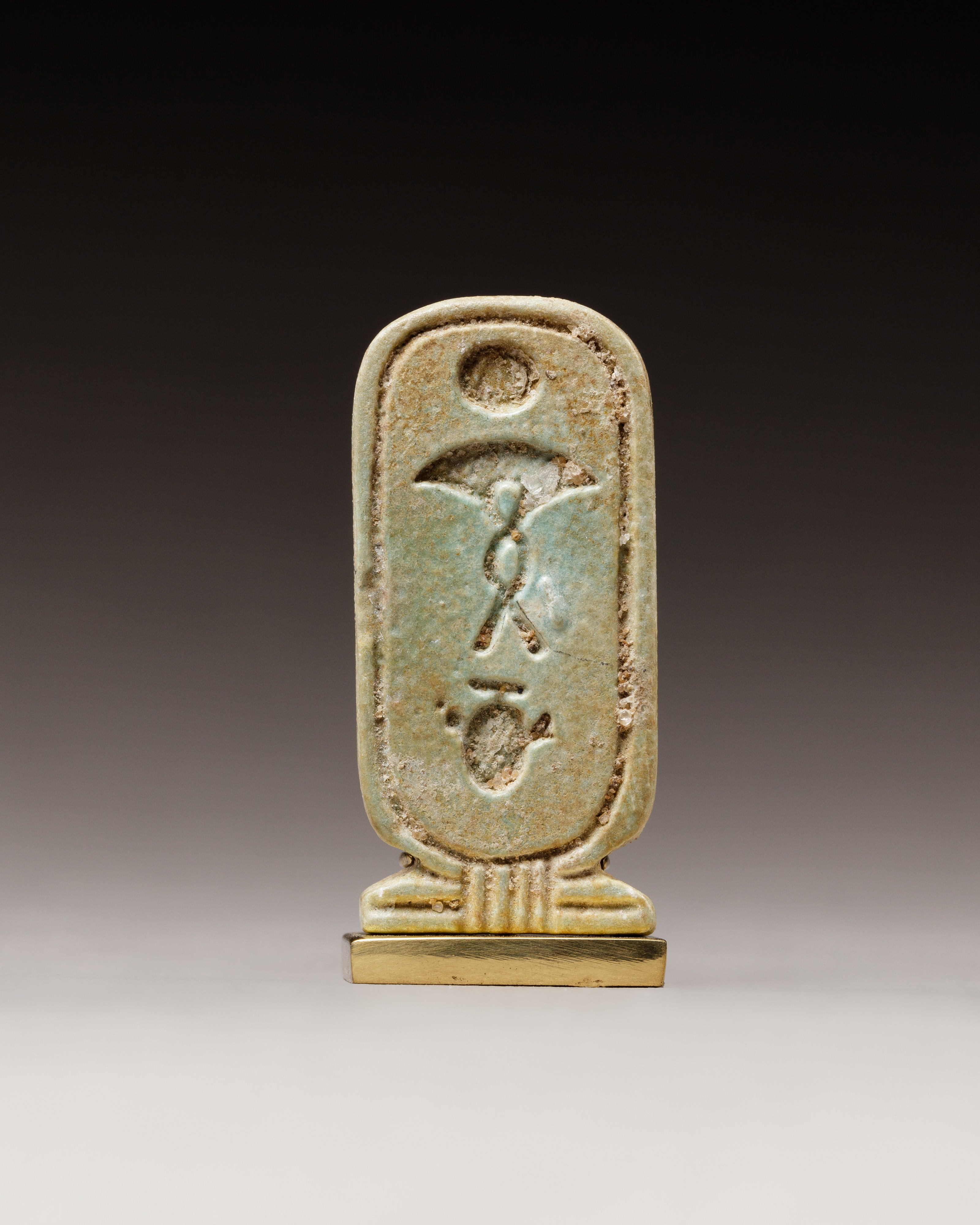 Cartouche-shaped plaque with the names of Apries, Late Period, Saite
