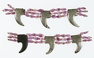 Anklet, Reconstructed Using Claw Pendants and Barrel Beads, Silver over wood core, amethyst
