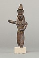 Horus slaying an antelope, spear and antelope (?) missing, Cupreous metal, precious metal inlay