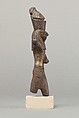Horus slaying an antelope, spear and antelope (?) missing, Cupreous metal, precious metal inlay